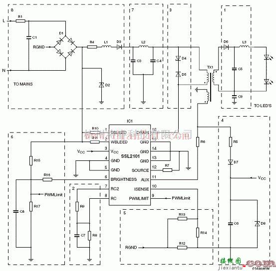 电源电路中的基于SSL2101的简易反激电路  第1张