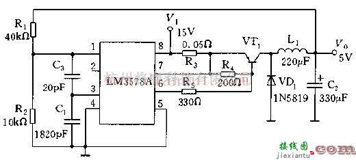 电源电路中的基于LM3578A的扩流降压稳压器电路图  第1张