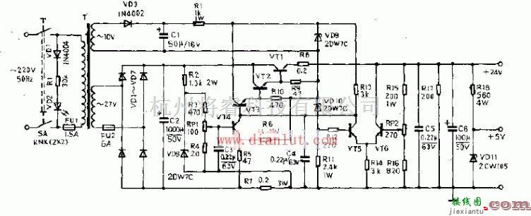 电源电路中的+24V、1.2A稳压电源电路  第1张