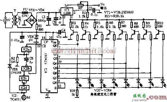 电源电路中的基于CD4017设计触摸数控电路  第1张