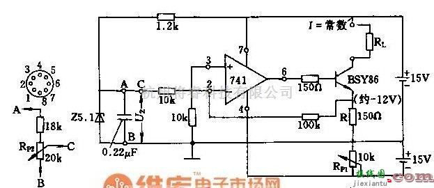 电源电路中的运算放大器和达林顿晶体管的恒流源电路  第1张