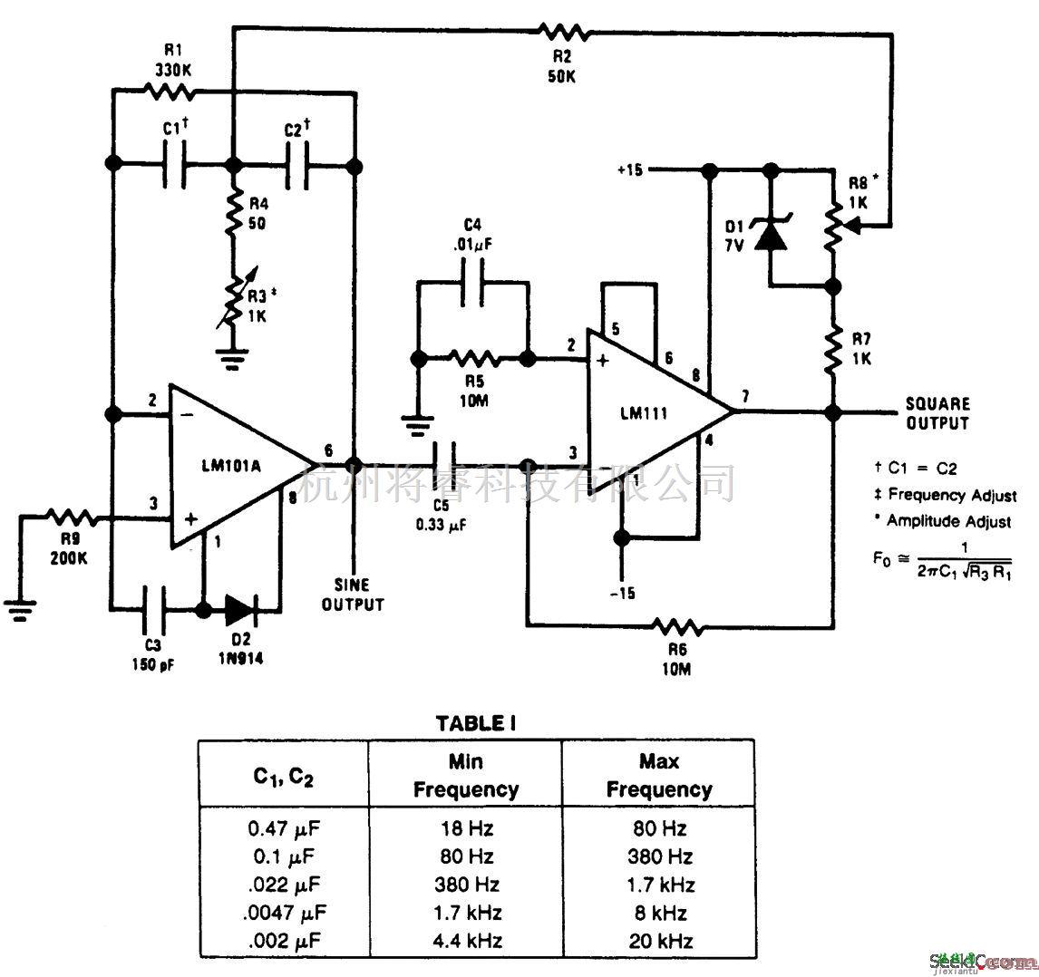 基础电路中的简单的调节正弦波振荡器  第1张