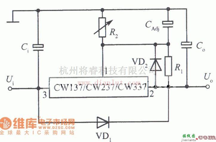 电源电路中的三端可调负输出电压集成稳压器电路  第1张