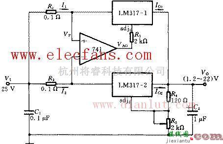 电源电路中的三种lm317扩流电路图  第3张