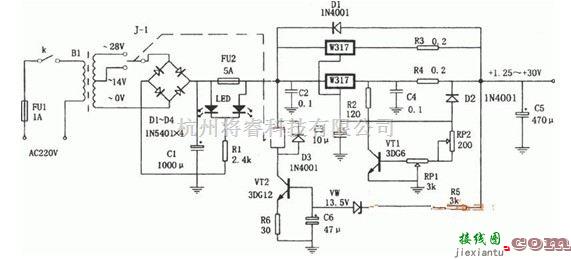 电源电路中的LM317稳压电源电路制作图  第1张