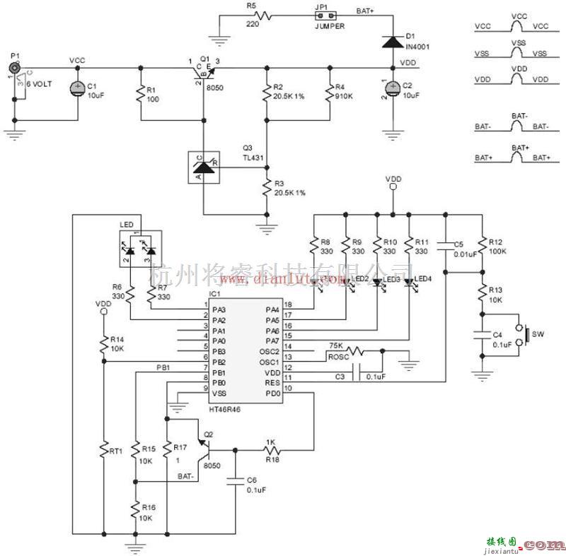 电源电路中的由HT46R46构成的充电器电路  第1张