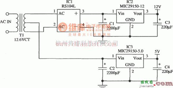 电源电路中的由MIC29152-12和MIC29150-5.0构成的稳压器电源  第1张