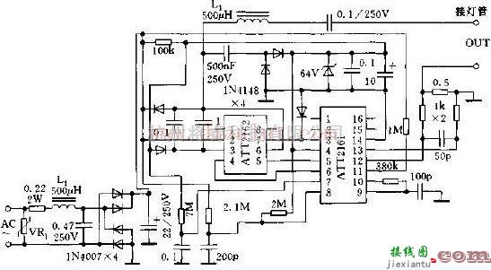 电源电路中的基于ATT2161/ATT2162组成的电子镇流器电路图  第1张