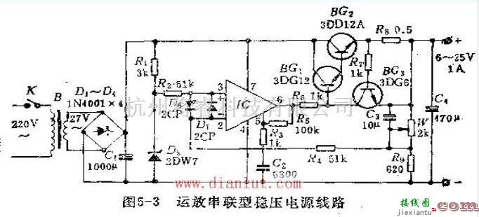 电源电路中的运算放大串联型稳压电源电路  第1张