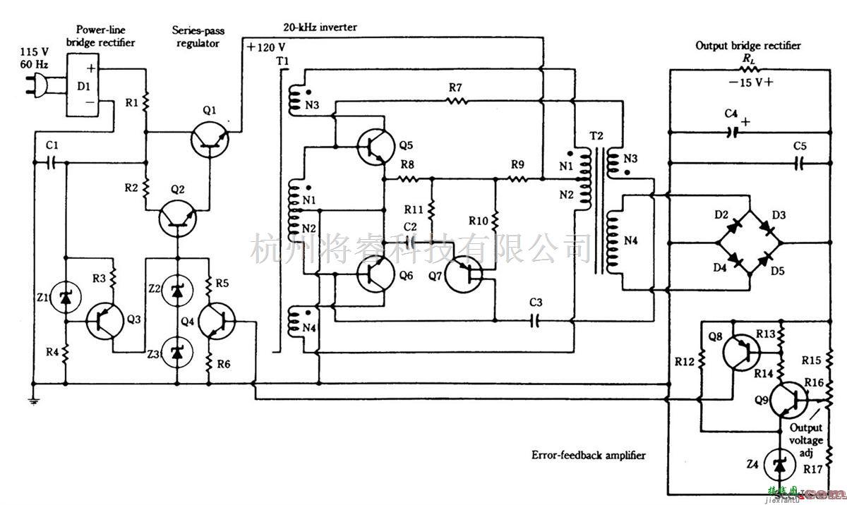 电源电路中的225W, 15V输出转换器， 20kHz 变频器  第1张