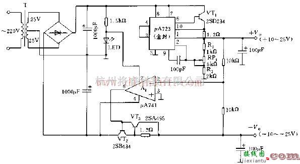 电源电路中的基于A723芯片制作带保护的可调稳压电源电路  第1张