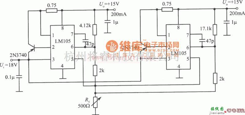 电源电路中的基于LM105芯片制作单控稳压电源电路  第1张