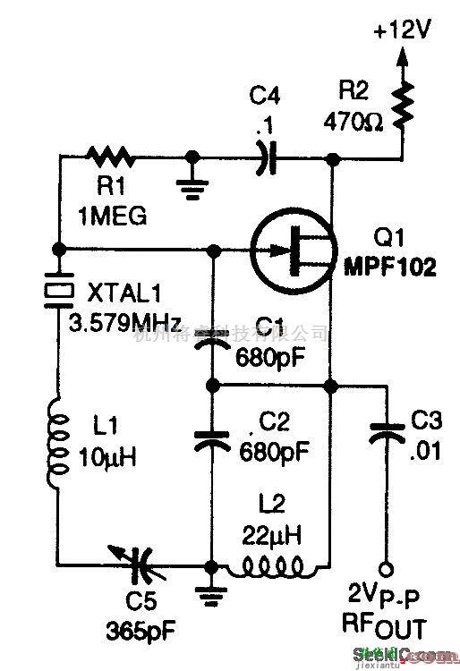 基础电路中的场效应管可变晶体振荡器电路  第1张
