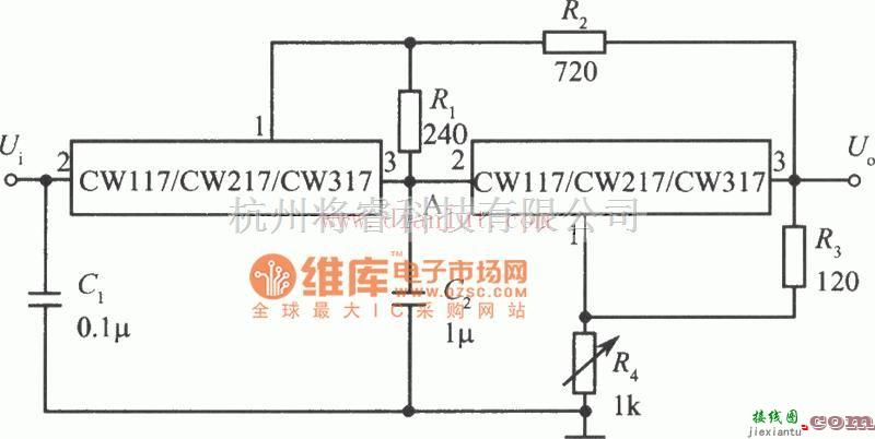 电源电路中的采用两只集成稳压器构成的跟踪式集成稳压电源电路  第1张