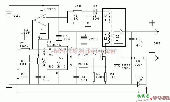 电源电路中的基于UC3845设计开关电源式高耐压恒流源电路  第1张