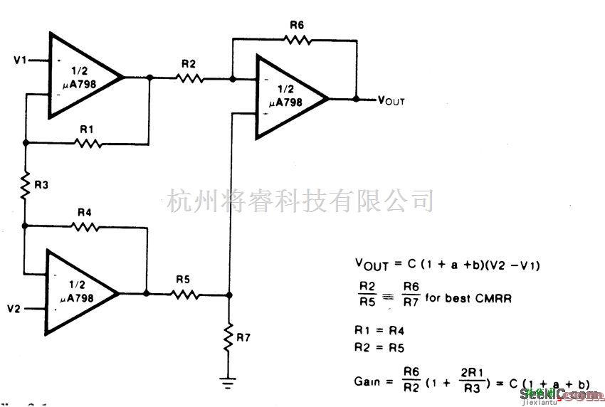 线性放大电路中的高阻抗差动放大器  第1张