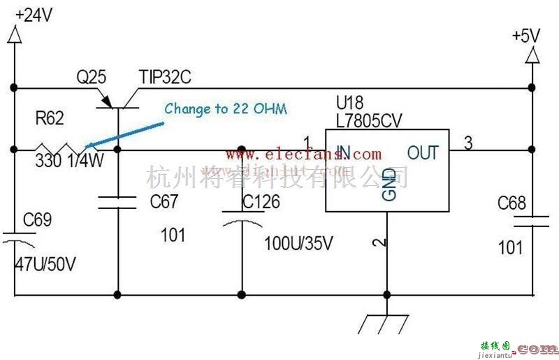 电源电路中的简易7805扩流电路图  第1张