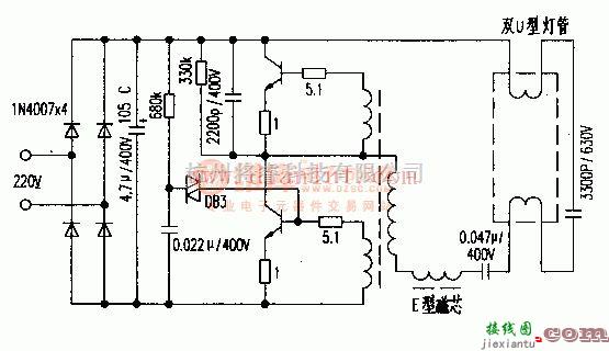 电源电路中的3300P/630V电子镇流器电路  第1张