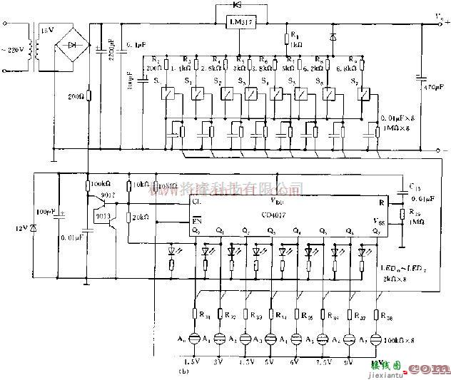 电源电路中的基于CD4017芯片制作数控显示稳压电源电路  第1张