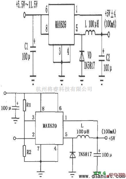 电源电路中的MAX639开关集成稳压应用电路图及说明  第1张