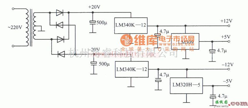 电源电路中的±5V和±l2V稳压电源  第1张