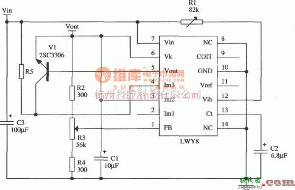 电源电路中的基于LWY8的正集成稳压器的扩流应用电路图  第1张