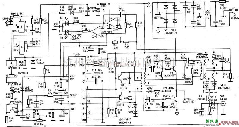 电源电路中的利用LM494和LM358构成的48V电动车充电器  第1张