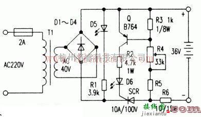 电源电路中的36V电动车充电器电路图  第1张