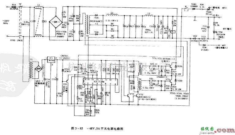 电源电路中的经无工频变压器的半桥式开关电路的稳定—48V电源  第1张