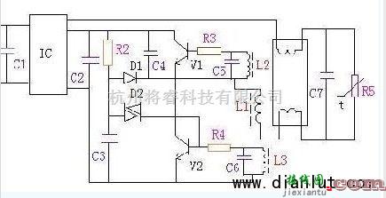 电源电路中的电子镇流器式莹光灯原理的电路图  第1张