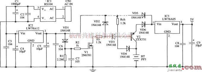 电源电路中的基于LW78A12的5V电源应用电路  第1张