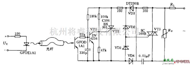 电源电路中的利用光导纤维控制的双向晶闸管电源电路  第1张