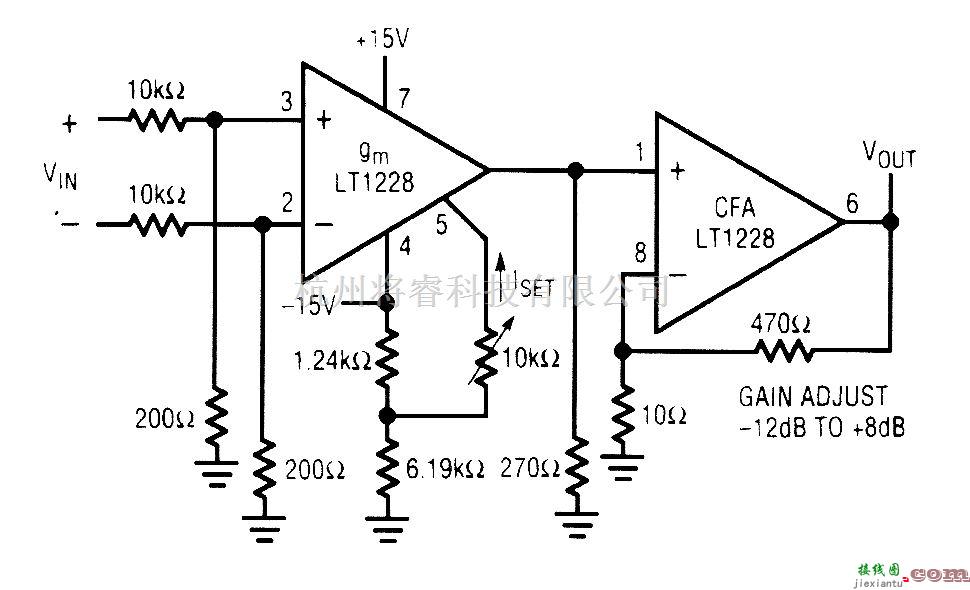 线性放大电路中的电控可变增益视频环通放大器  第1张