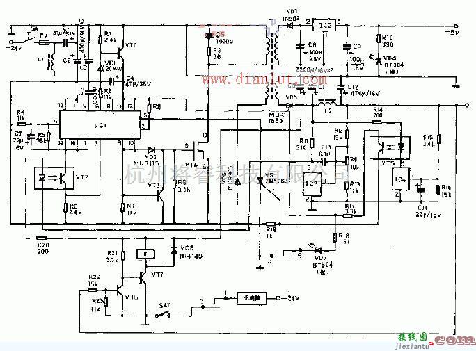 电源电路中的输出+5V/2.3A，-5V/0.3A的脉宽调制型开关稳压电源  第1张