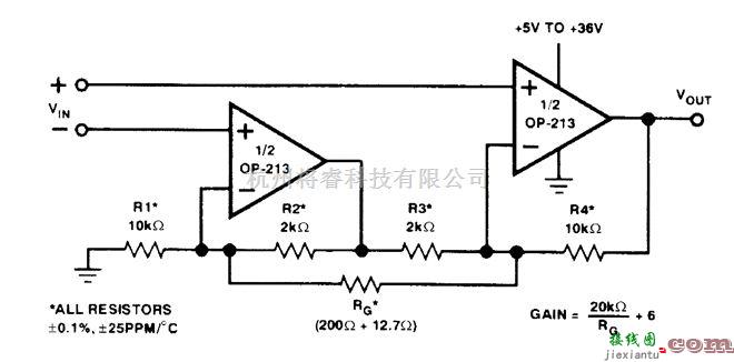 线性放大电路中的超低噪声单电源仪表放大器  第1张