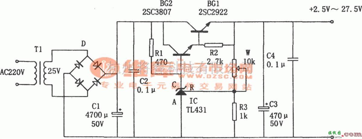 电源电路中的高精度可调电源电路图的介绍  第1张