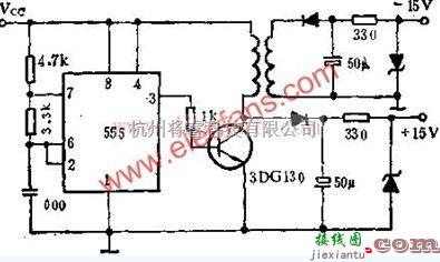 电源电路中的555组成单电源变升压的双电源电路原理图  第1张