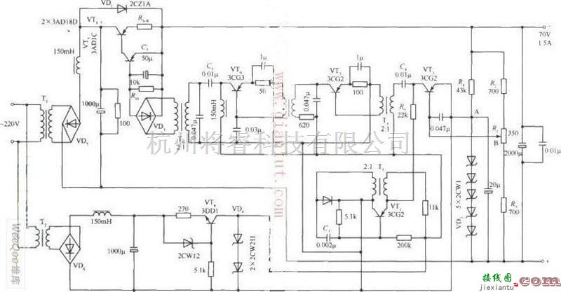 电源电路中的采用简单元器件制作一个70V稳压电源电路  第1张