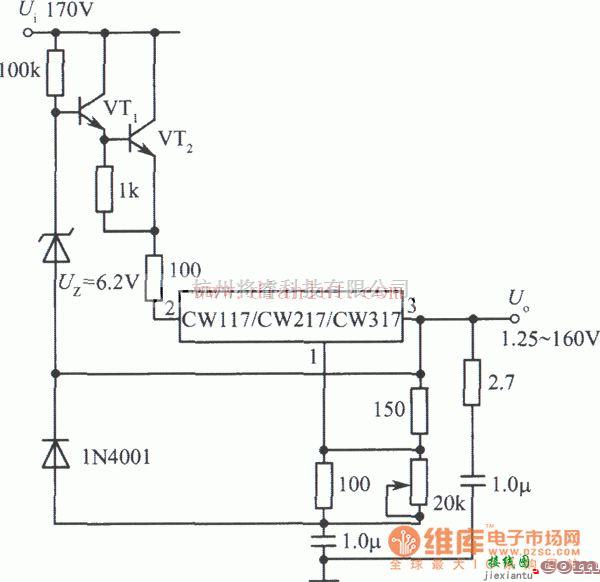 电源电路中的1.25～160V可调集成稳压电源电路原理图  第1张