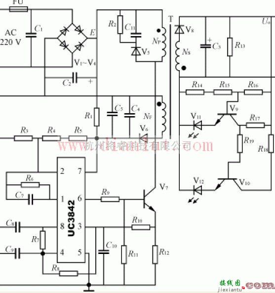 电源电路中的3842充电器电路图  第1张