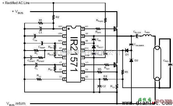 电源电路中的基于IR21571集成电路制作电子镇流器电路  第1张