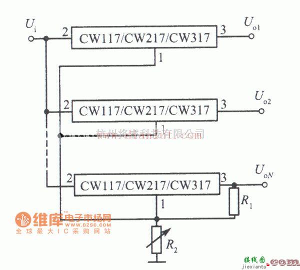 电源电路中的CWxxx构成的多路集中控制可调集成稳压电源电路  第1张