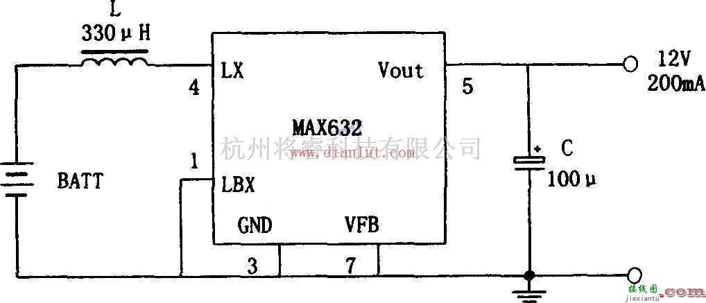 电源电路中的由MAX632构成的高效升压稳压电源  第1张