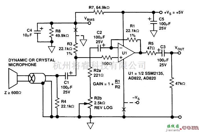 音频电路中的单端HI-Z麦克风前置放大器  第1张