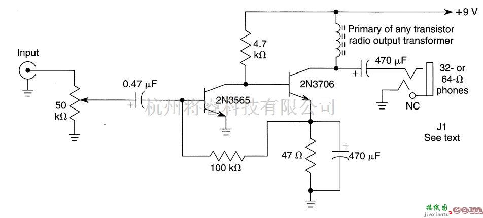 音频电路中的双晶体管音频放大器  第1张