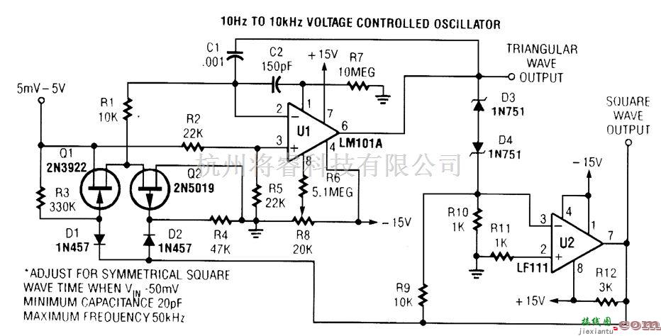 信号产生中的10Hz~10kHz的正方、三角波输出压控振荡器  第1张