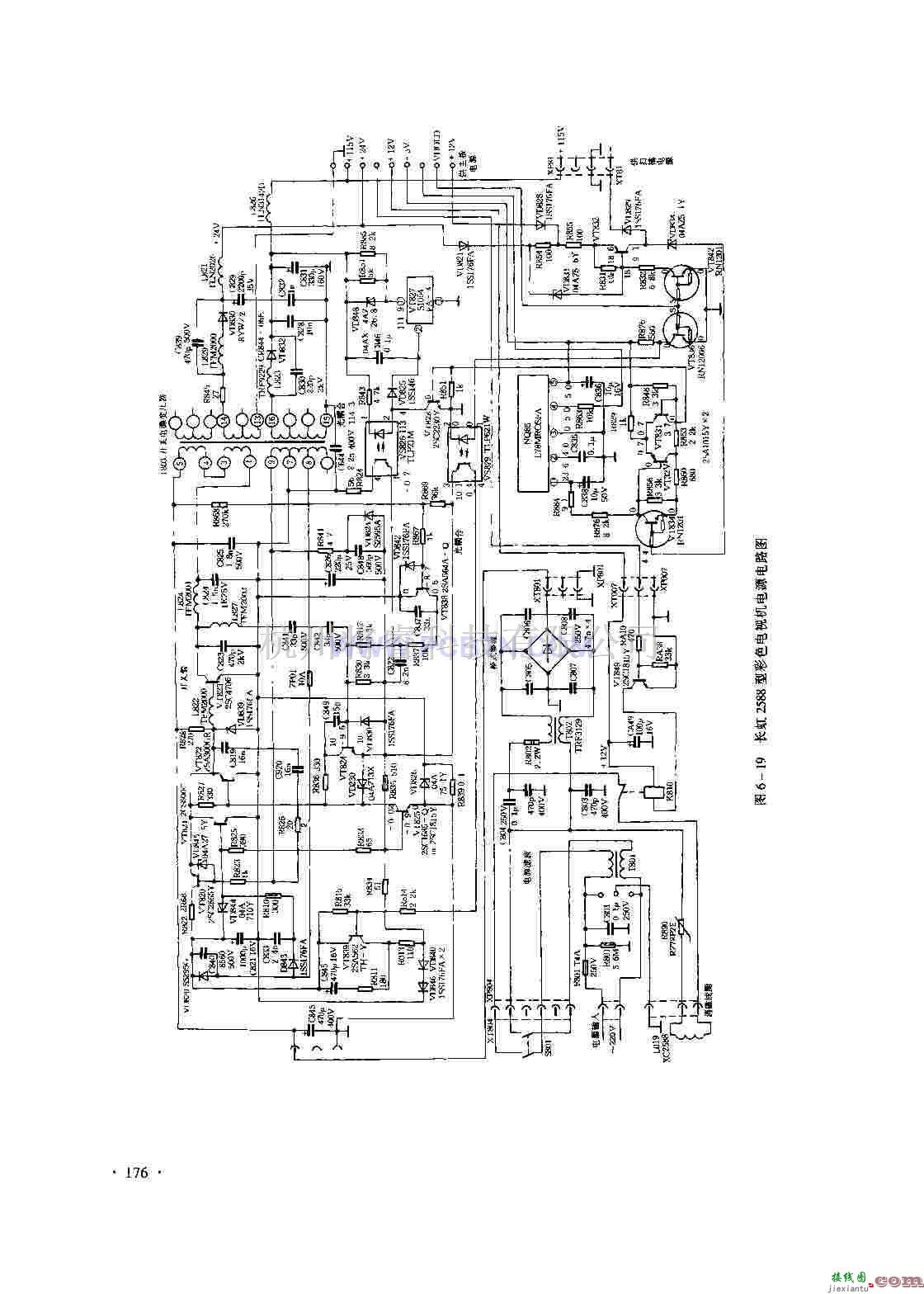 电源电路中的长虹2588型彩色电视的电源电路图  第1张