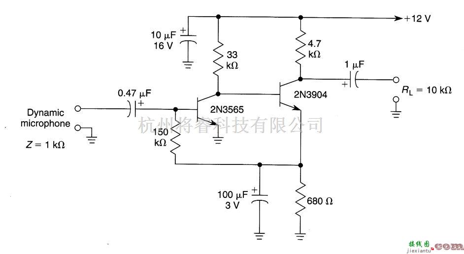 音频电路中的高增益动态麦克风前置放大器  第1张