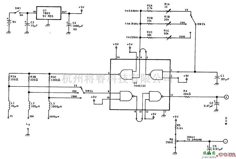 带有数字电压表电路的电感  第1张