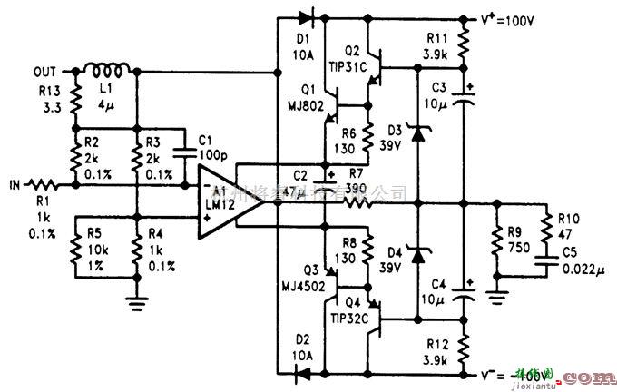 音频电路中的90V/10A高功率放大器  第1张